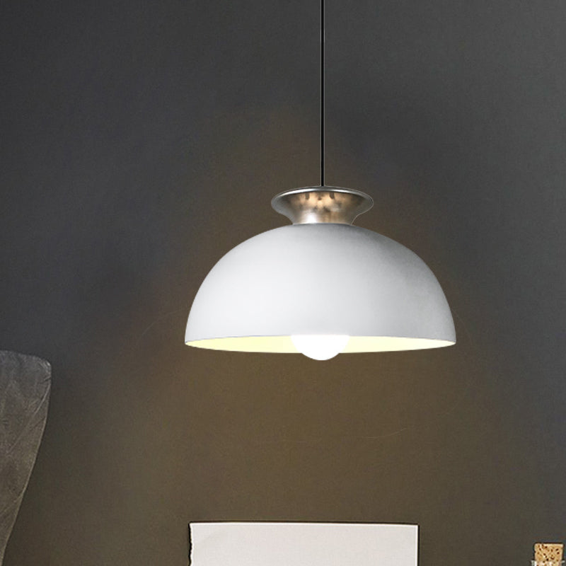 Lampada a ciondolo a cupola in alluminio Style Nordic 1 Snack Bar Light Suspension in grigio/bianco