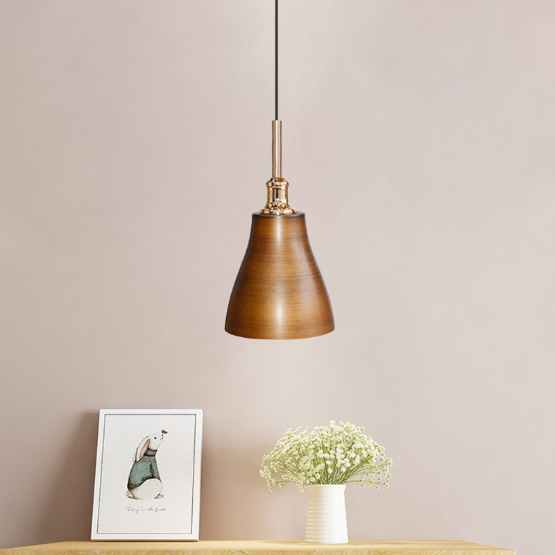 Cone/Bowl Dining Room Pendant Lighting Vintage Metallic 6"/11" Wide 1-Light Brown Finish Hanging Ceiling Light