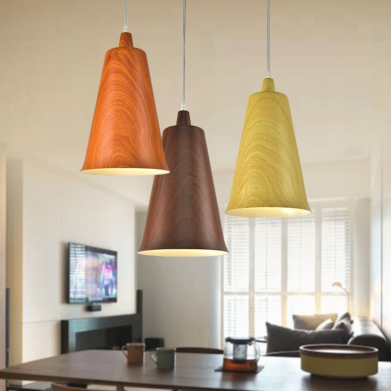 1-Light Metal Pendant Lighting Farmture Style Blanc / Jaune / Brown Deep Cone Salon Hanging Light Kit