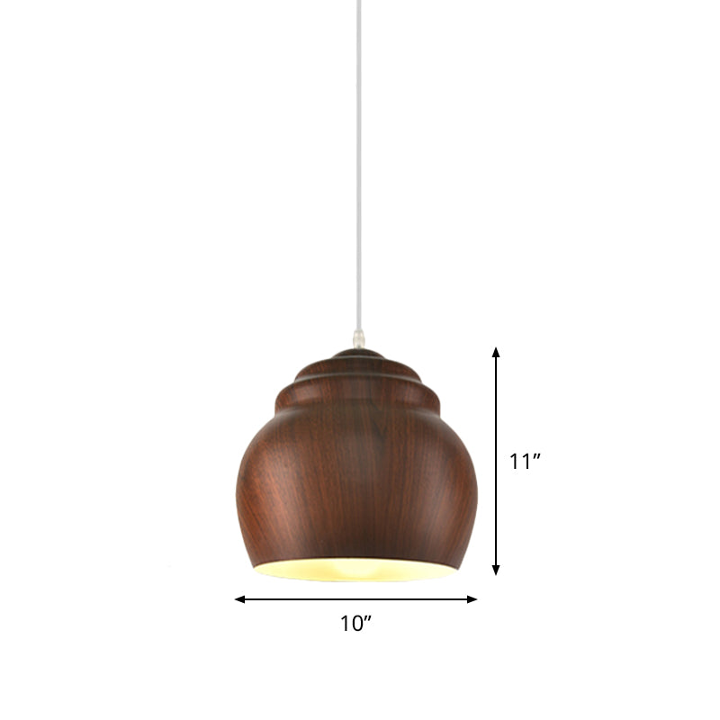 1 Head Hanging Ceiling Light Loft Pendant Lamp with Pottery Cup Aluminum Shade in Coffee