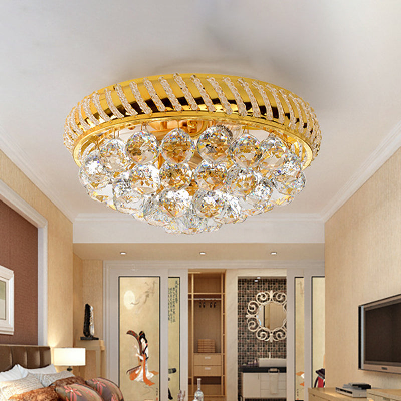 Conic Crystal Ball Flushmount Light Modernst 3/4 Bulbs Bedroom Close to Massimale Lamp in Gold