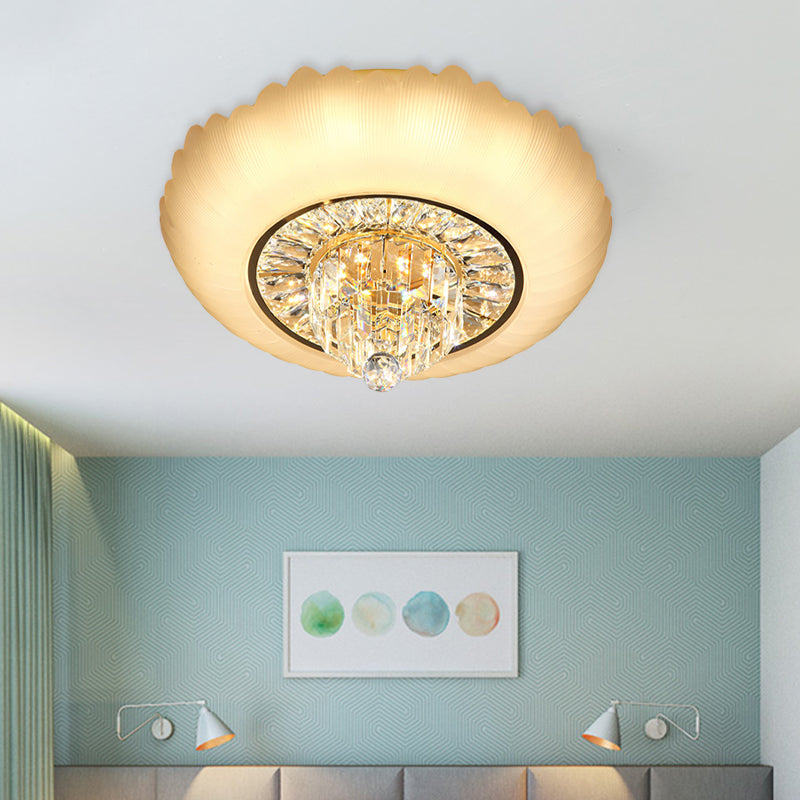 Montaggio del soffitto a LED Minimal Soggiorno Fun a foglia di cristallo sfaccettato con tonalità in vetro ambra lanterna, 16 "/19,5" W