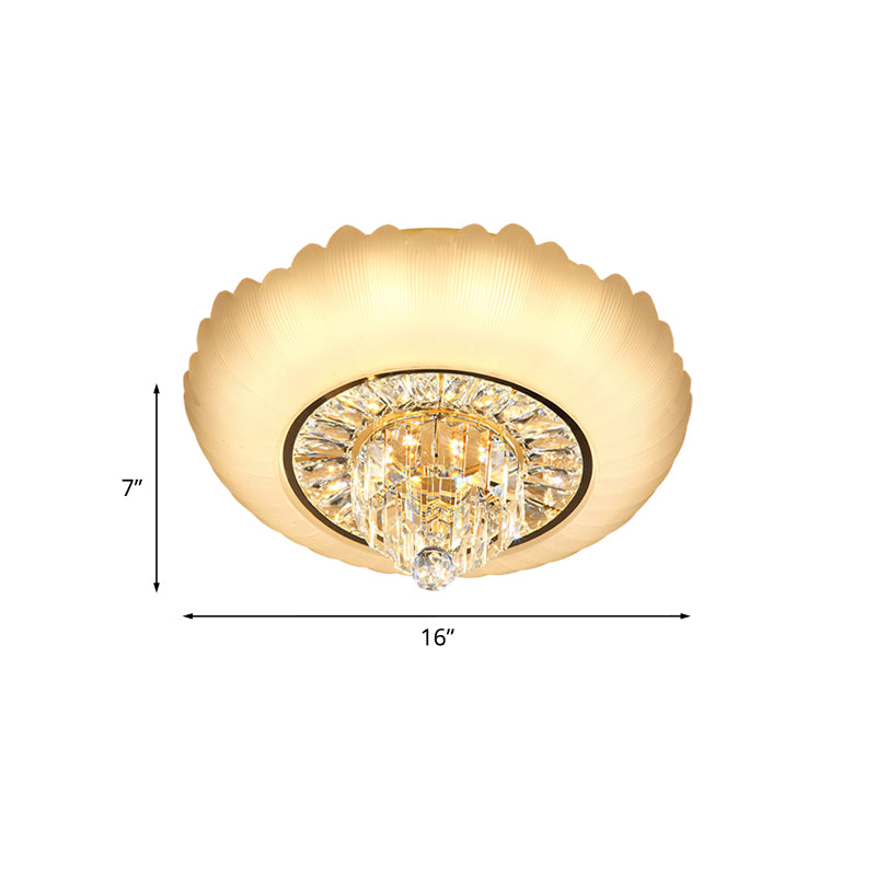 Monte del techo LED Mínimo Compatibilidad con la luz de la luz de cristal facetada con sombra de vidrio ámbar de linterna, 16 "/19.5" W