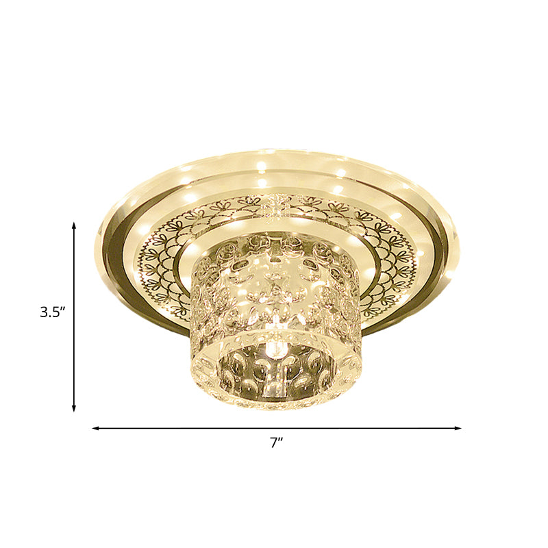 LED Cylinder Flushmount Light Contemporary Clear Crystal Ceiling Lighting for Corridor