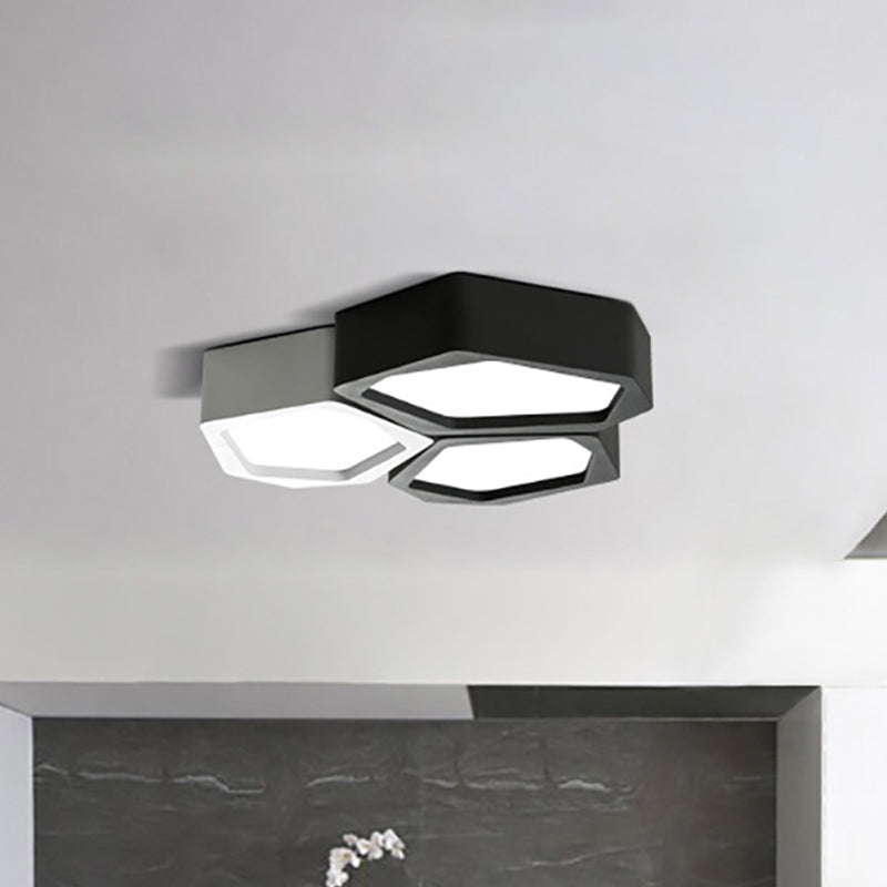 Honeycomb Flush Mount Lamp con Acrylic Diffuser Nordic Black / White LED Ceiling Flush Mount per Hallway