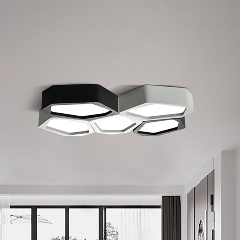 Honeycomb Flush Mount Lamp con Acrylic Diffuser Nordic Black / White LED Ceiling Flush Mount per Hallway