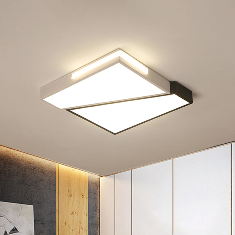 Luz de techo empotrada rectangular/cuadrada simple Luz de techo LED de metal para montaje empotrado en dormitorio en blanco cálido/blanco, 21,5"/37,5"/45" de ancho