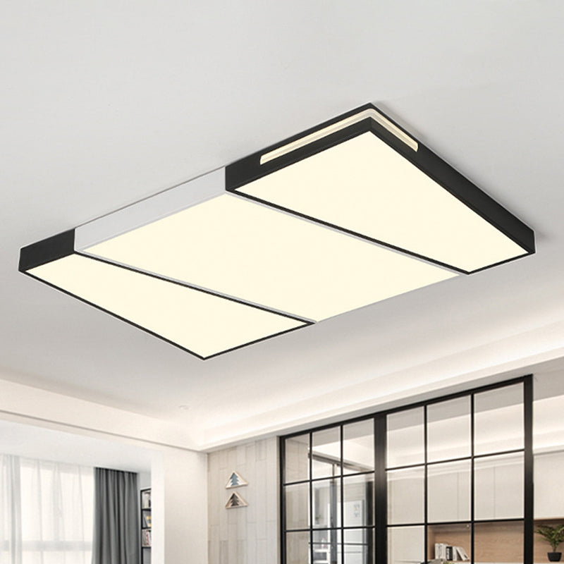 Luz de techo empotrada rectangular/cuadrada simple Luz de techo LED de metal para montaje empotrado en dormitorio en blanco cálido/blanco, 21,5"/37,5"/45" de ancho