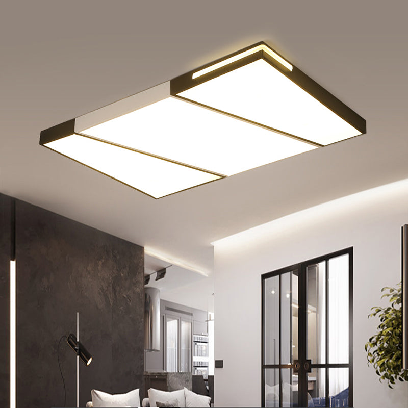 Luz de techo empotrada rectangular/cuadrada simple Luz de techo LED de metal para montaje empotrado en dormitorio en blanco cálido/blanco, 21,5"/37,5"/45" de ancho