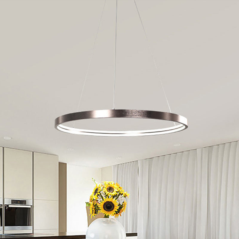 16"/23.5"/31.5" Dia Modern LED Chandelier Light with Acrylic Shade Brown Ring Ceiling Light Fixture in Warm/White/Natural Light