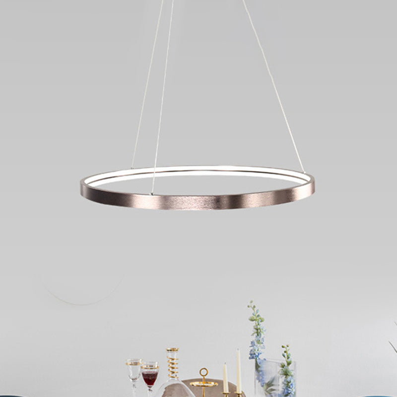 16"/23.5"/31.5" Dia Modern LED Chandelier Light with Acrylic Shade Brown Ring Ceiling Light Fixture in Warm/White/Natural Light