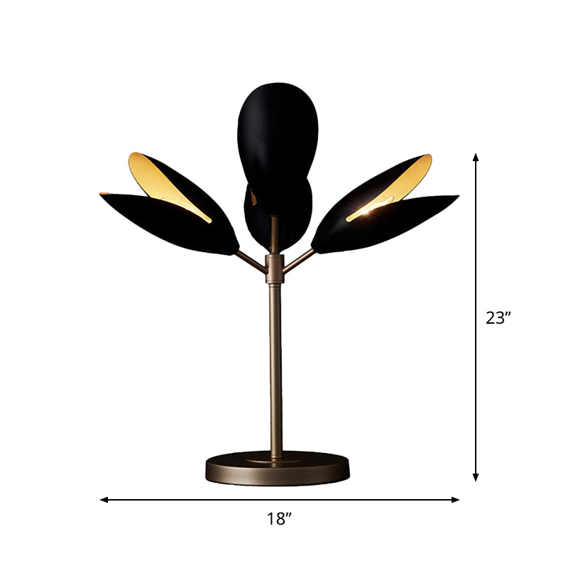 Black and Gold Branch Nightstand Lamp Contemporary 4 Lights Iron Table Light for Living Room