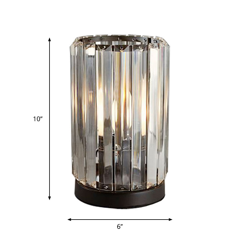 Crystal Living Room Night Table Light Minimalist Faceted Crystal 1 Head Black Dimmable Nightstand Lighting