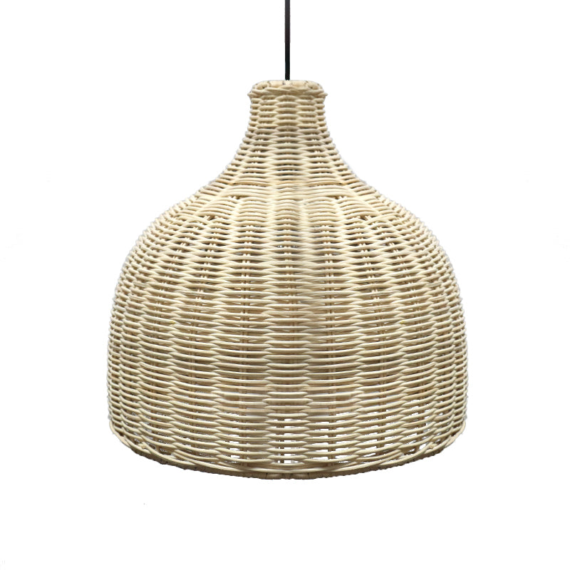 10 "/ 14" de large Asie Single Pendant Light Beige Cloche Plafond Lampe à suspension avec lampe à bambou