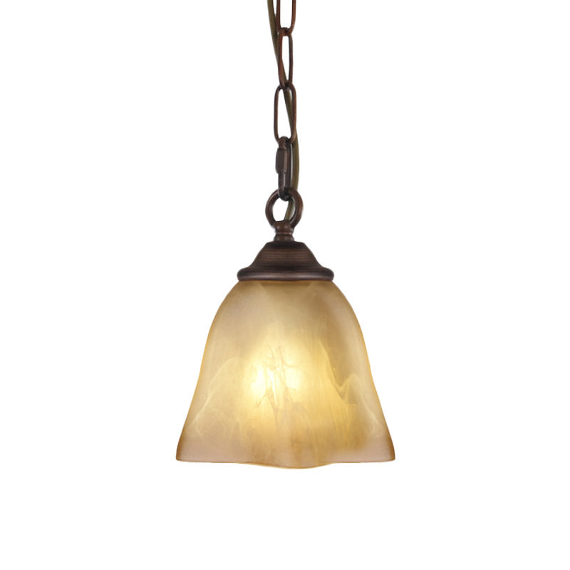 Vierkante bodem beige glazen hanger traditioneel 1 licht restaurant hangende lamp armatuur