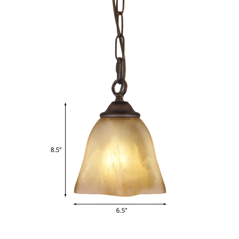 Vierkante bodem beige glazen hanger traditioneel 1 licht restaurant hangende lamp armatuur