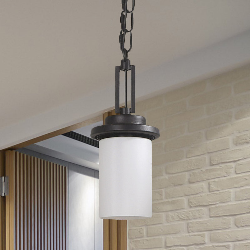 Witte glascilinder suspensie licht vintage 1 kop gang naar beneden verlichting hanger