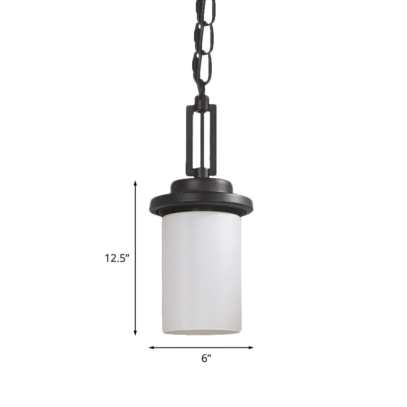 Witte glascilinder suspensie licht vintage 1 kop gang naar beneden verlichting hanger