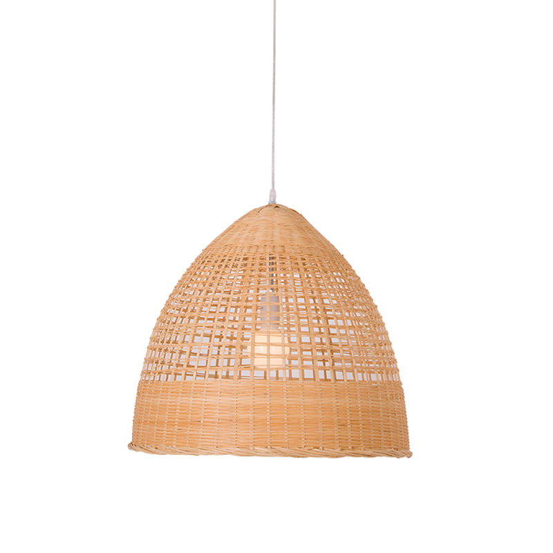 Cloche asiatico Crofina a sospensione Bamboo Sala da pranzo a 1 campo Lampada sospesa in beige