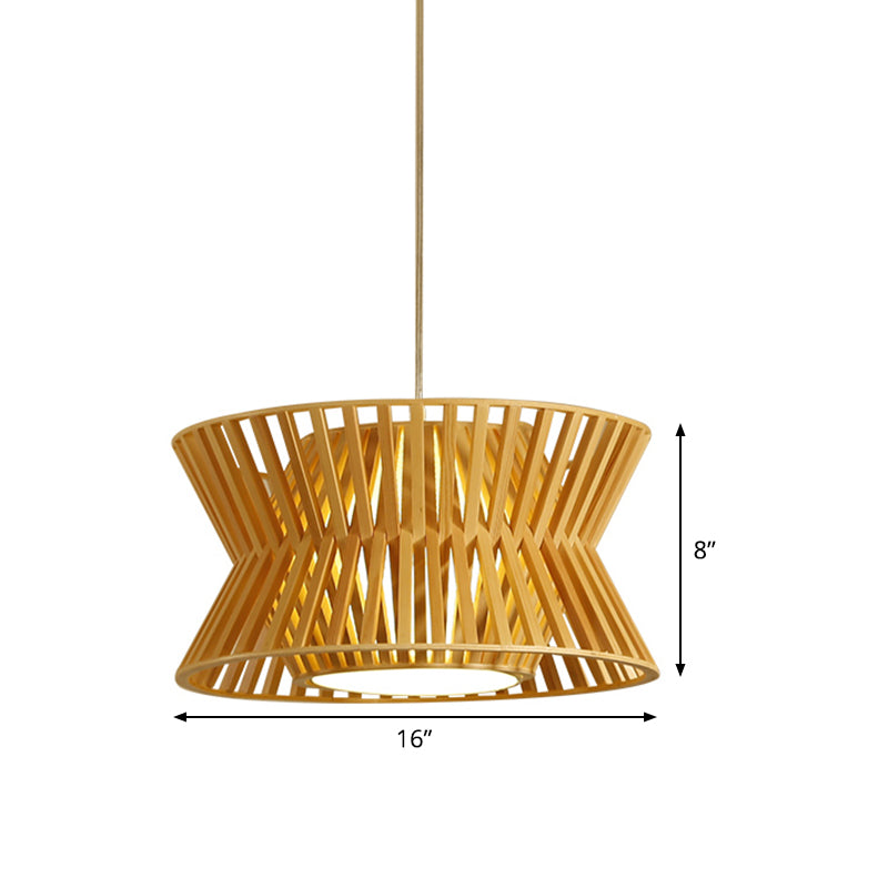 Curvaceous Wood Lipente Light Asian Asian 1 Light 16 "/19.5" BEIGE Sospeded Lighting Freeture