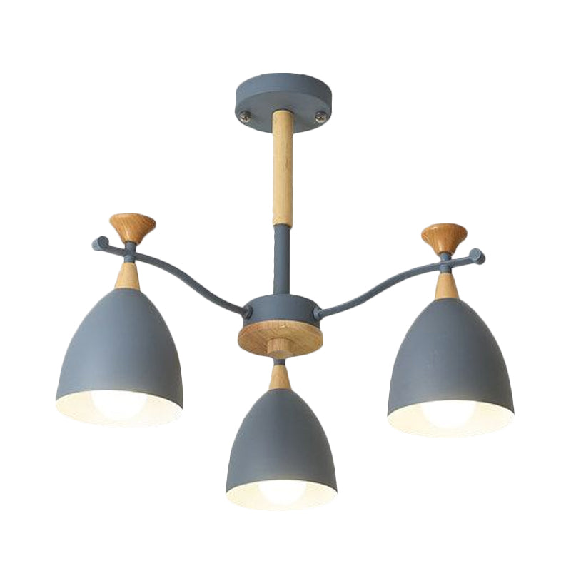 Contemporary Cone Chandelier Pendant Light Metal 3/6/8 Lights Hanging Ceiling Light in Grey/White/Green for Bedroom