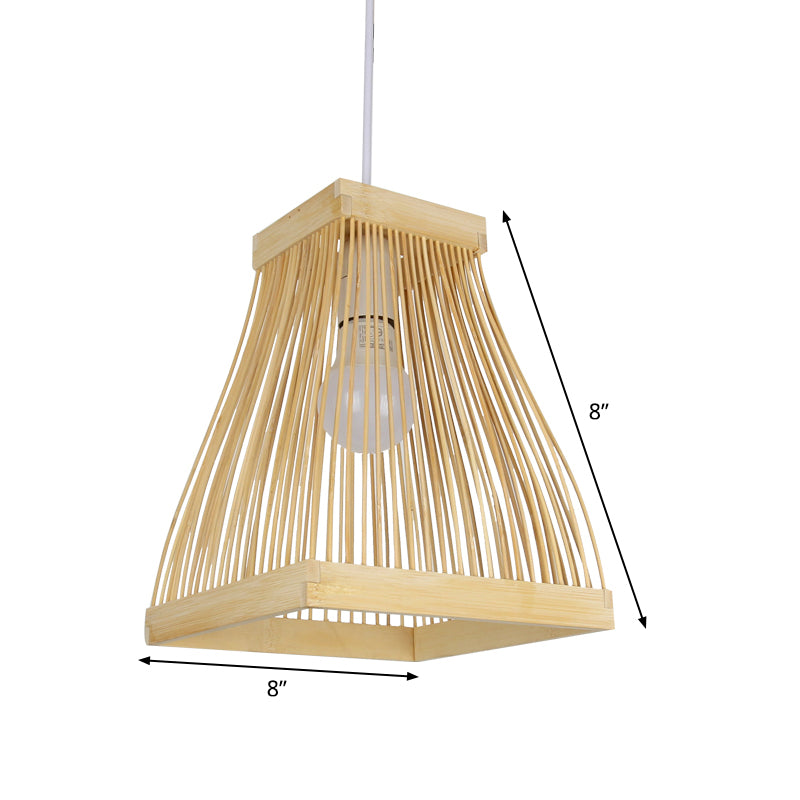 Lampada del soffitto con cornice del trapezoide in legno Assicuro asiatico a 1 bulbo a strisce LED LED LIGHT LIGHT KIT