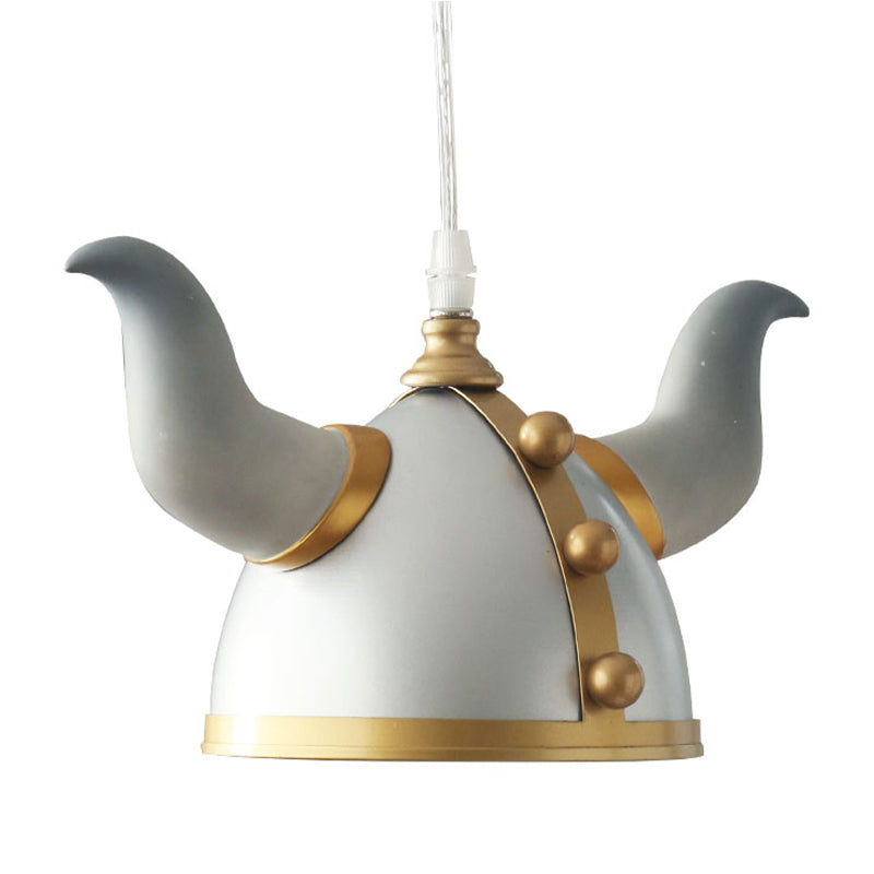 Luz de lámpara colgante de casco de buey lámpara colgante gris de bombilla de metal nordic