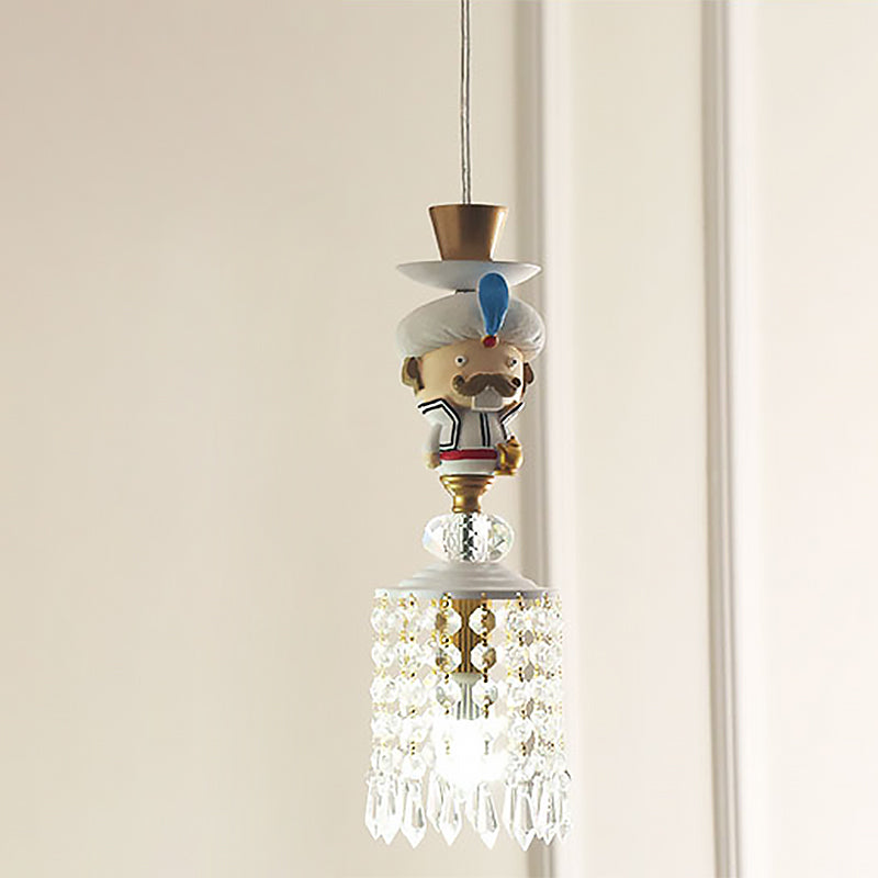 Puppet Chadow Hanging Lightture Metal 1/3 Lights Prendants Modern Pendant Lighting en blanc avec une goutte de cristal