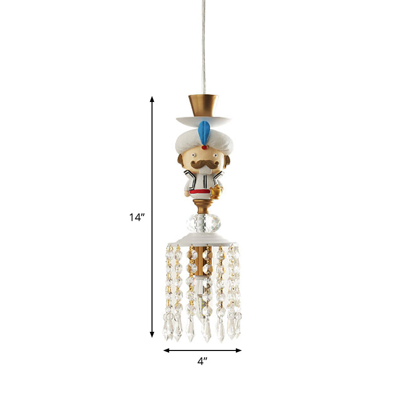 Puppet Chadow Hanging Lightture Metal 1/3 Lights Prendants Modern Pendant Lighting en blanc avec une goutte de cristal