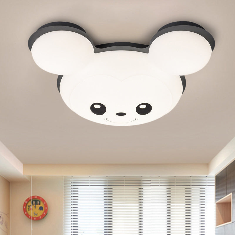 Mouse Head Acrylic Ceiling Flush Cartoon Grey/Yellow/Blue LED Flush Mount Lighting Fixture for Bedroom