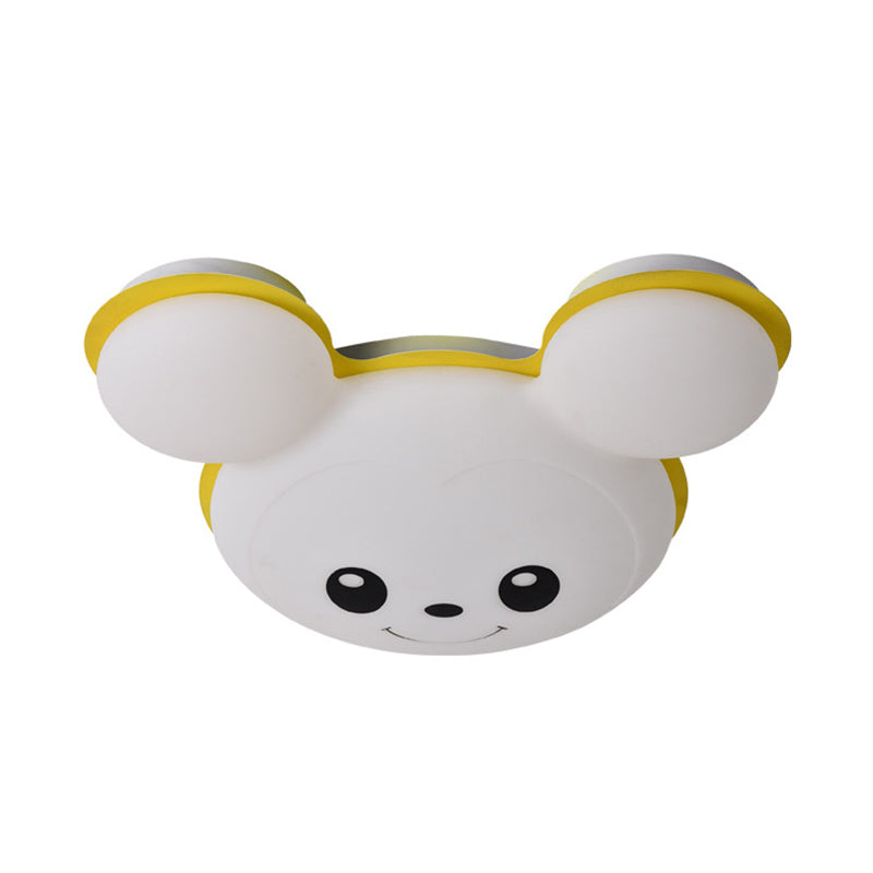 Mouse Head Acrylic Ceiling Flush Cartoon Grey/Yellow/Blue LED Flush Mount Lighting Fixture for Bedroom