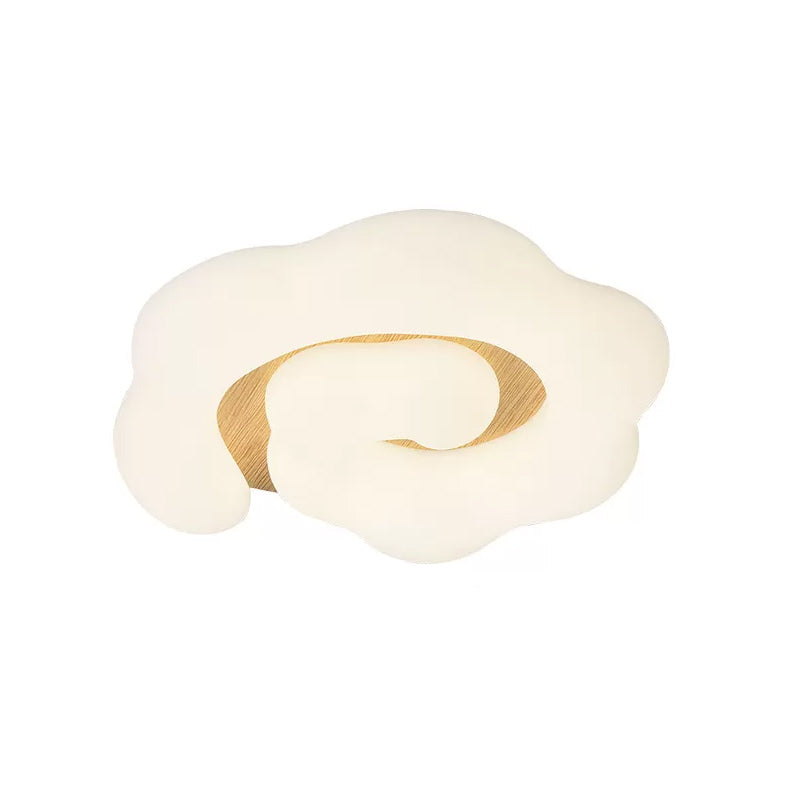 Wood Cloud Ceiling Light Fixture Nordic LED Plastic Flush Mount Lighting for Children Bedroom