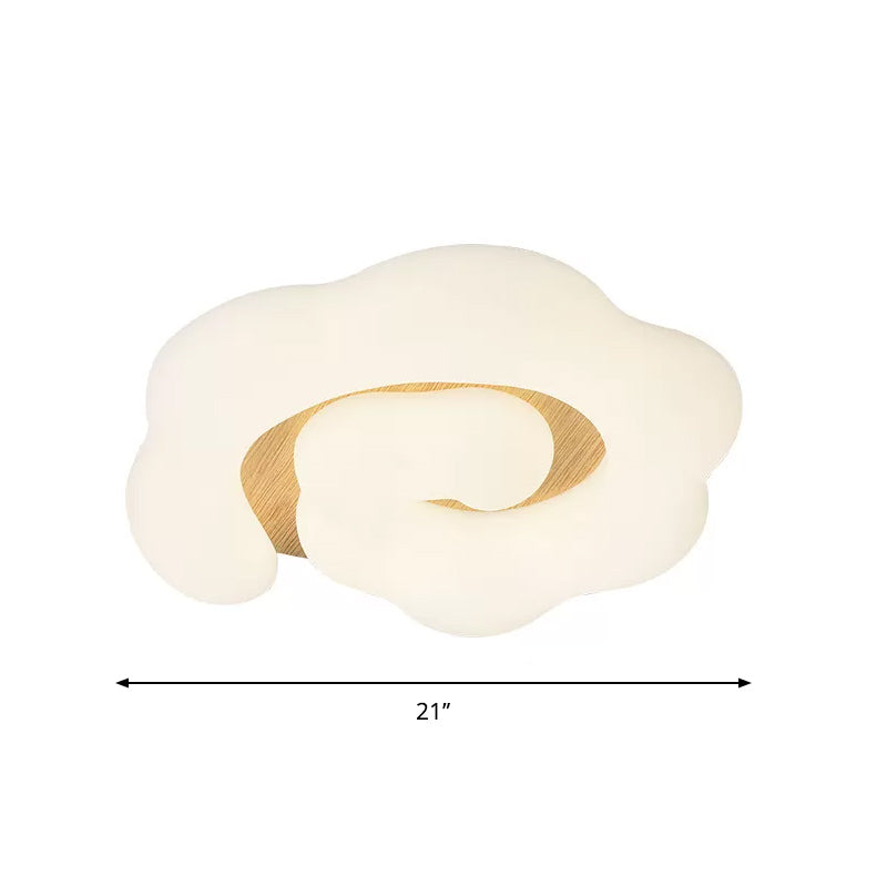 Wood Cloud Ceiling Light Fixture Nordic LED Plastic Flush Mount Lighting for Children Bedroom