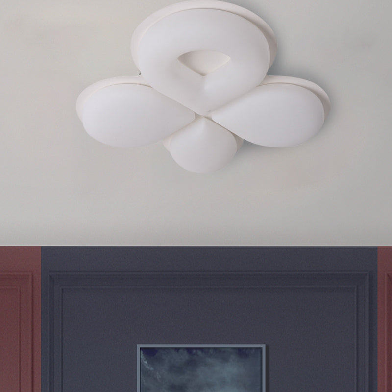 Kids Flower Plastic Ceiling Lighting LED Flush Mount Light Fixture in Grey/White/Coffee for Children Bedroom