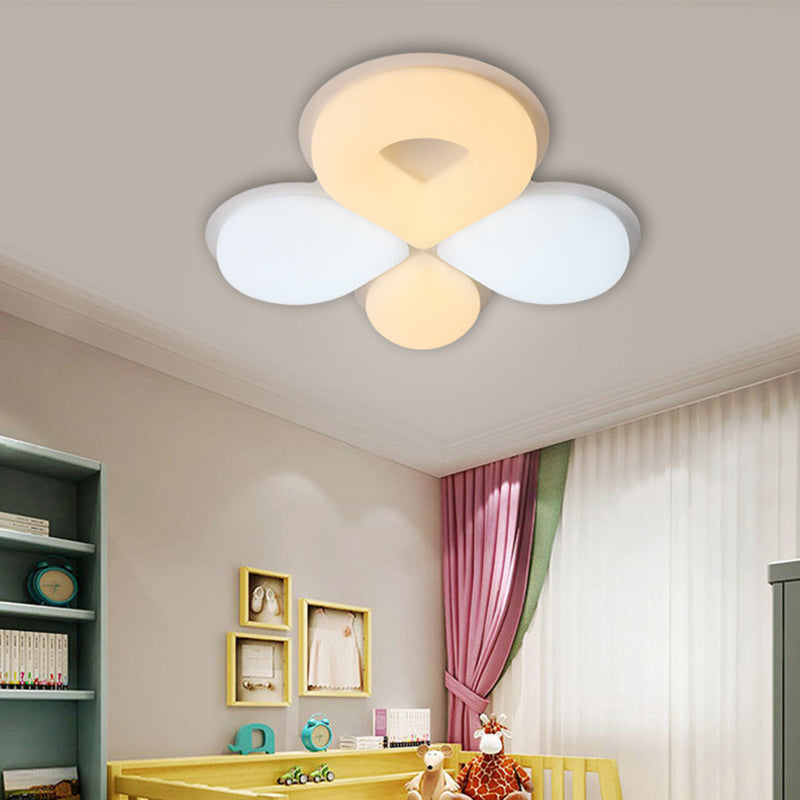 Kids Flower Plastic Ceiling Lighting LED Flush Mount Light Fixture in Grey/White/Coffee for Children Bedroom