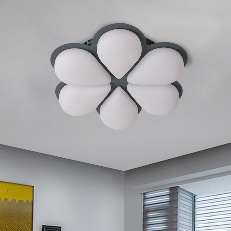 Plastic Petal Flush Plafond Light Kids LED Flush Mount Éclairage Aménagement en gris / blanc / café pour chambre à coucher