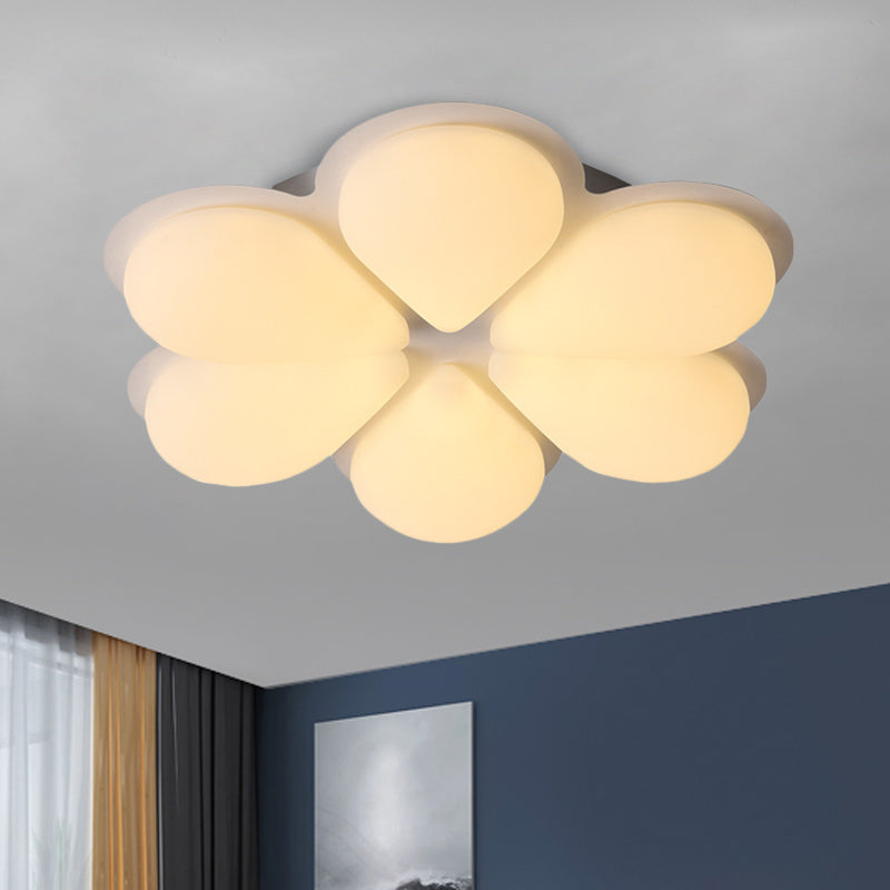 Plastic Petal Flush Ceiling Light Kids LED Flush Mount Lighting Fixture in Grey/White/Coffee for Bedroom