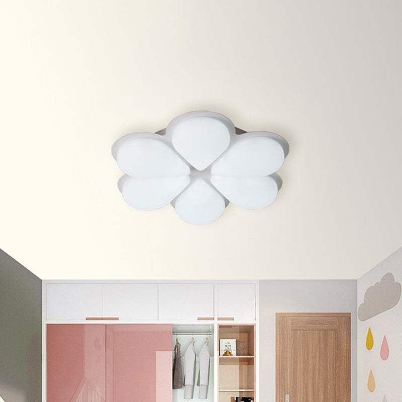 Plastic Petal Flush Ceiling Light Kids LED Flush Mount Lighting Fixture in Grey/White/Coffee for Bedroom