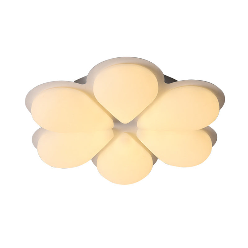 Plastic Petal Flush Ceiling Light Kids LED Flush Mount Lighting Fixture in Grey/White/Coffee for Bedroom