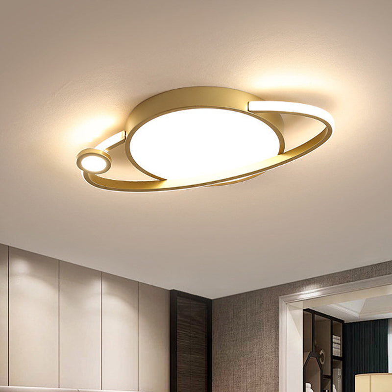 Gold Circle Flush Mount Spotlight Modern LED Acrylic Flush Ceiling Light Fixture in Warm/White Light