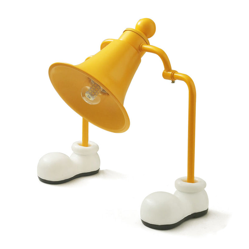 Trumpet Reading Book Light Kids Metal Single Bulb Yellow Study Lamp with Shoes Base