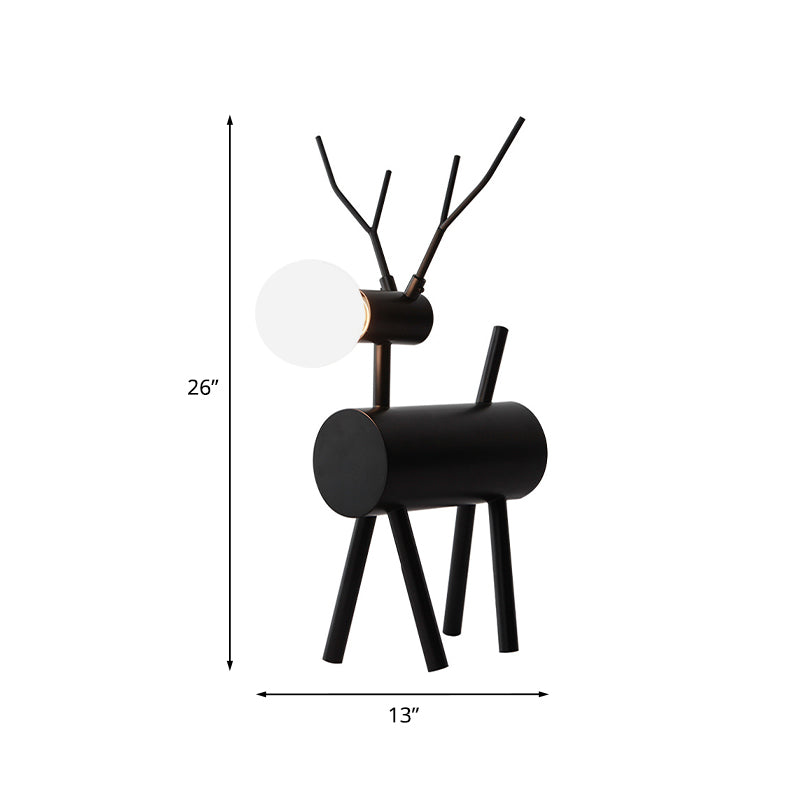 Deer Bedroom Table Light Metal 1 Bulb Creative Nightstand Lamp in Black with Plug In Cord