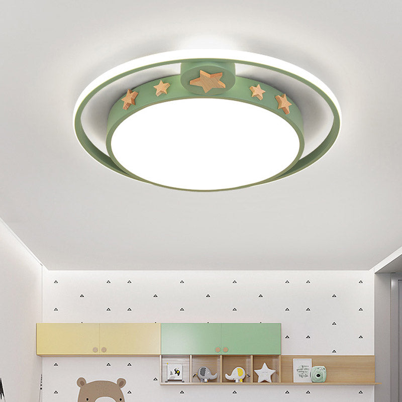 Acryl Ronde Flush Mounted Verlichting Cartoon Led Plafond Lamp in Roze/Wit/Grijs voor Slaapkamer