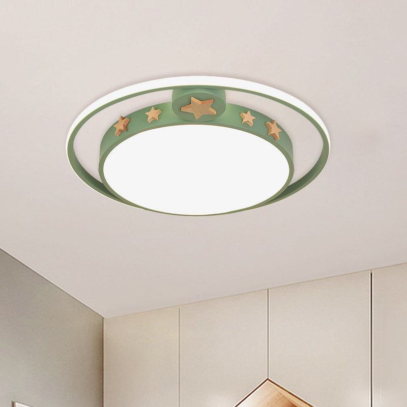 Acryl Ronde Flush Mounted Verlichting Cartoon Led Plafond Lamp in Roze/Wit/Grijs voor Slaapkamer