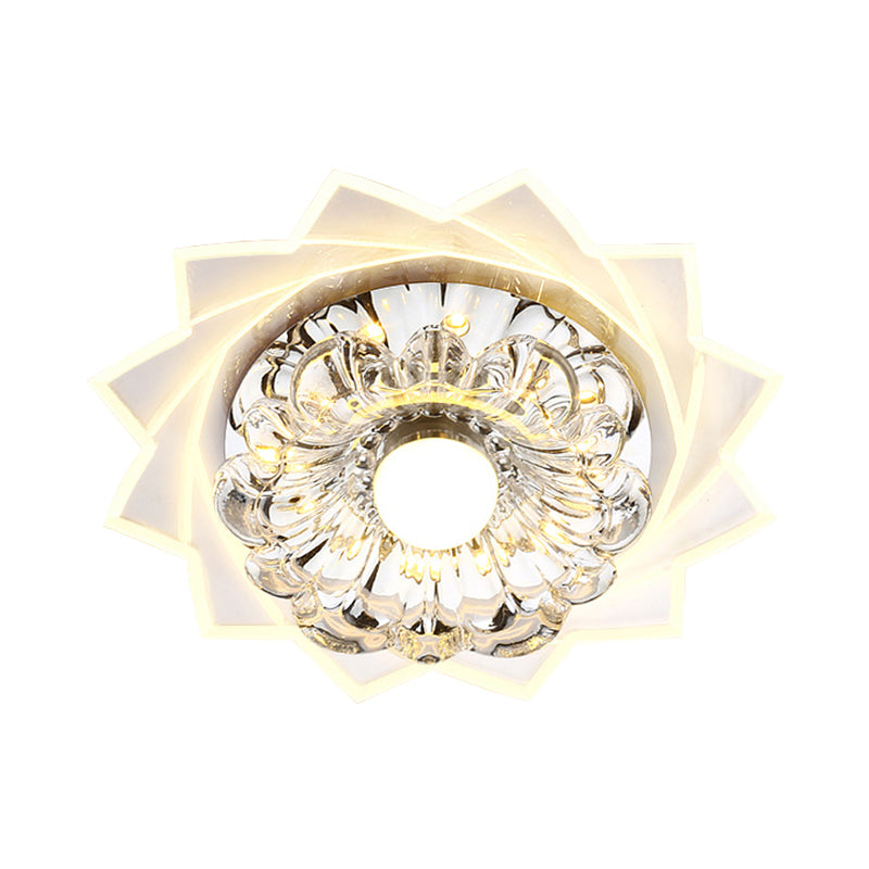 Clear K9 Crystal Flower Flushmount Light Modernist LED Corridor Ceiling Flush Mount in Warm/White Light