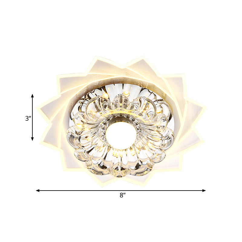 Flor de cristal Clear K9 Flushmount Light Modernist Corrtor Led Techo Techo Monte en luz cálida/blanca