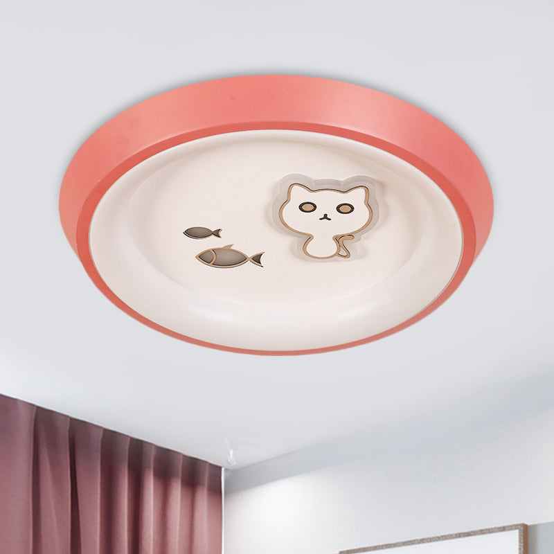 Ultrathin Ceiling Flush Light Cartoon Acrylic Kids Bedroom LED Flush Mounted Lamp in White with Flower/Moon/Fish Pattern