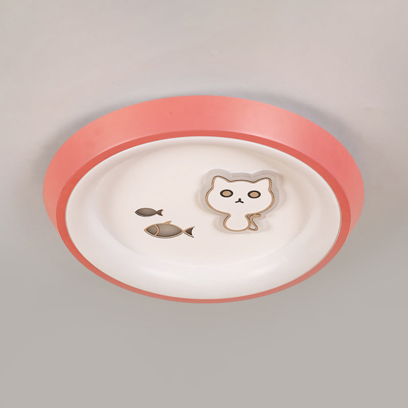 Ultrathin Ceiling Flush Light Cartoon Acrylic Kids Bedroom LED Flush Mounted Lamp in White with Flower/Moon/Fish Pattern