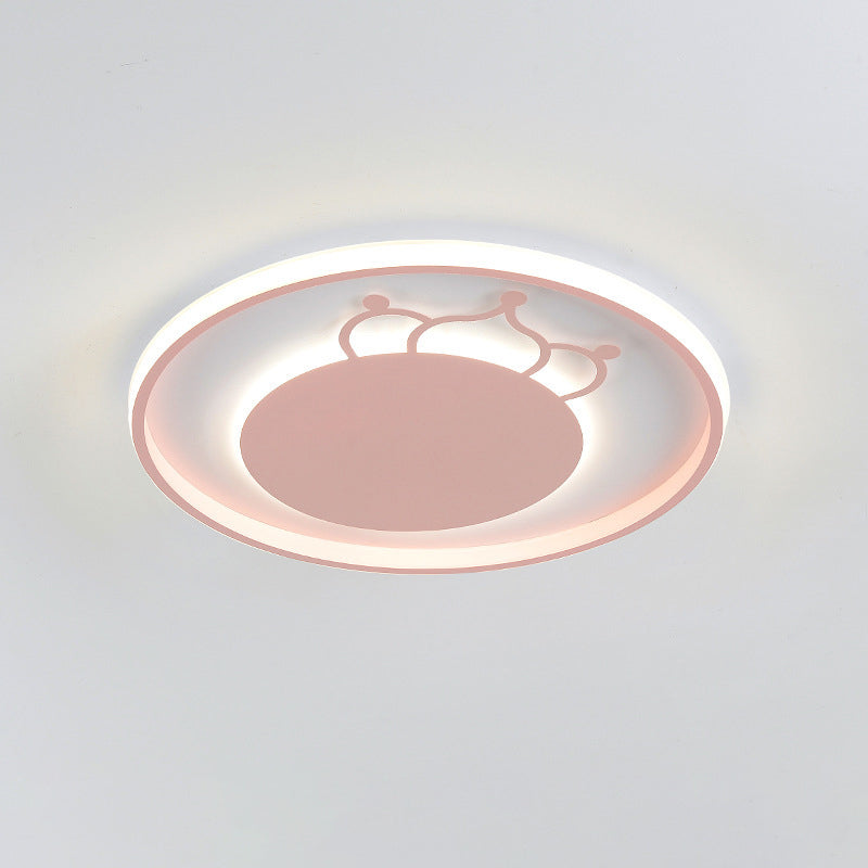 Kid Crown Ultra-dünn LED Flushmount Leichtes Acrylschlafzimmer in der Nähe der Deckenbeleuchtung in Rosa/Blau