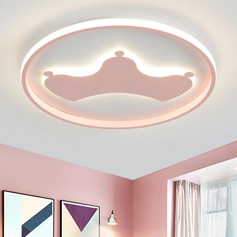 Kid kroon ultradunne led spoelingmount licht acryl slaapkamer dicht bij plafondverlichting in roze/blauw